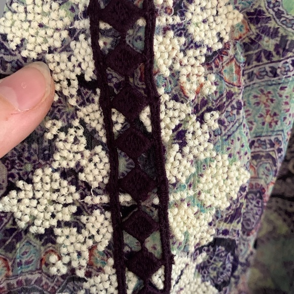 Sundance purple aqua sheer top with cream embroidery and matching cami Size XS - Picture 6 of 9